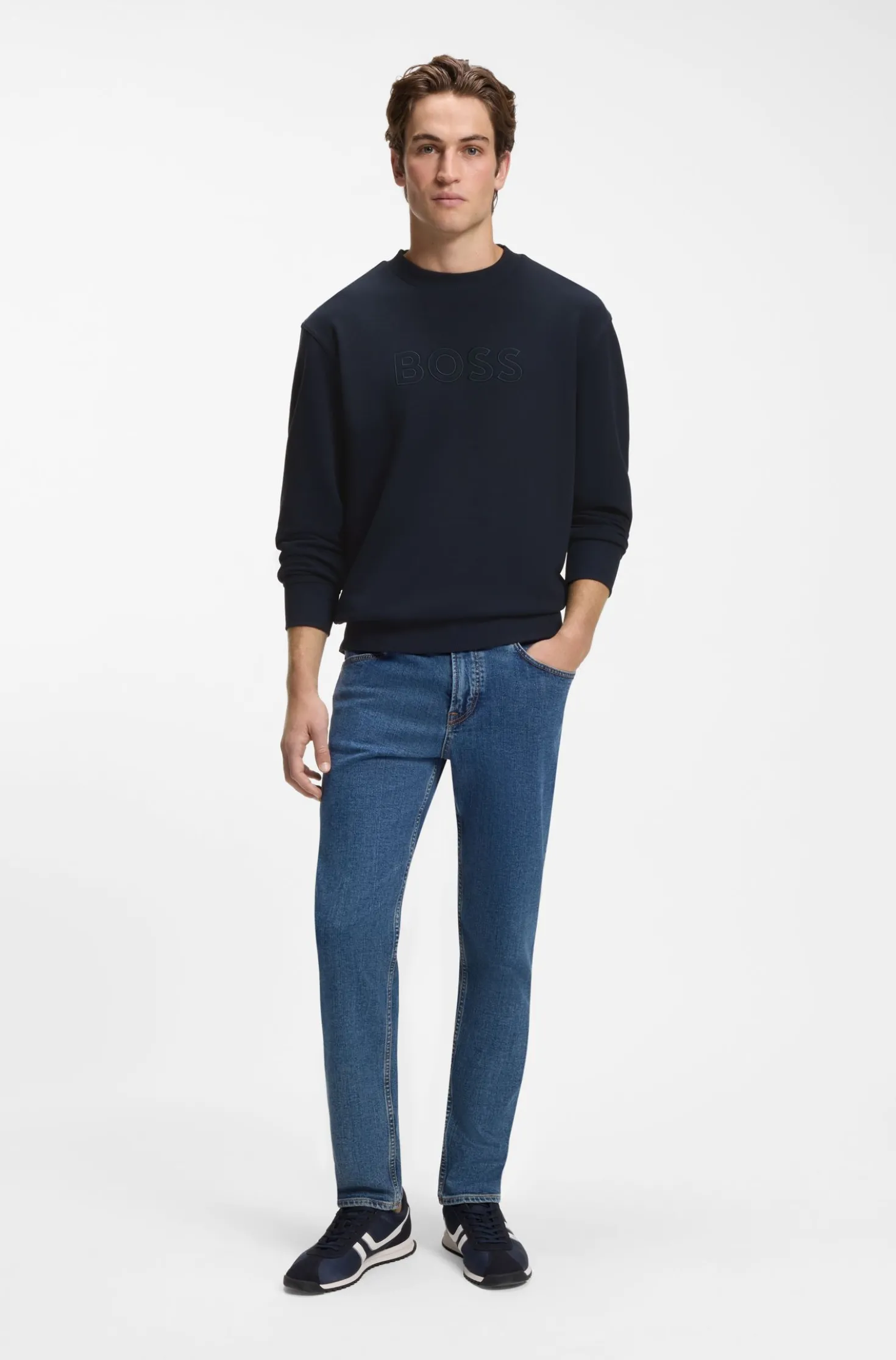 Relaxed-fit sweatshirt in cotton terry with embroidered logo