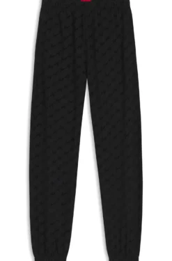Relaxed-fit tracksuit bottoms with flocked-logo print