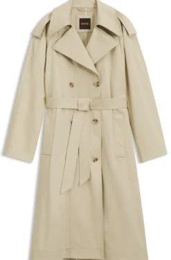 Relaxed-fit trench coat in water-repellent stretch cotton
