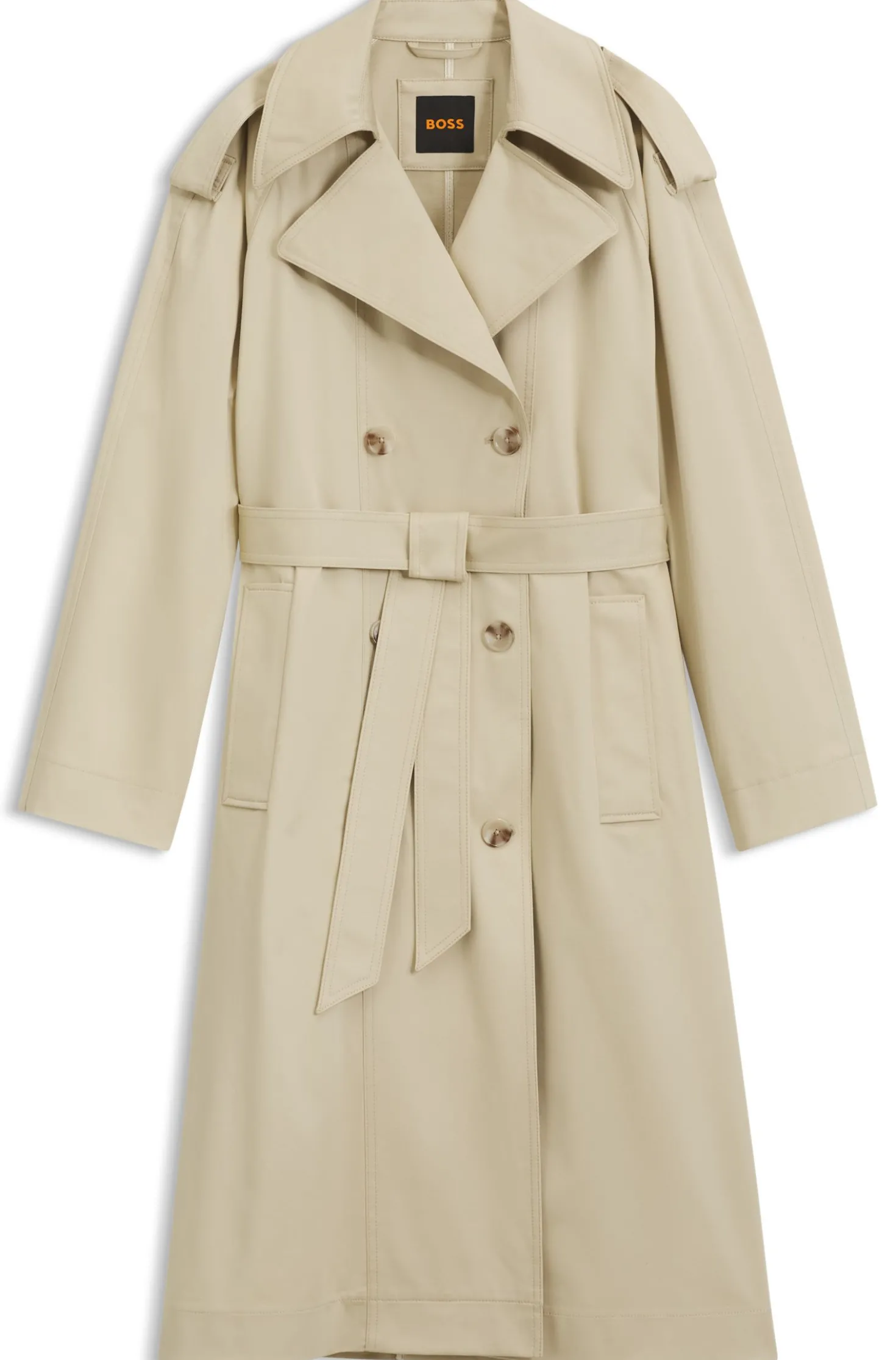 Relaxed-fit trench coat in water-repellent stretch cotton