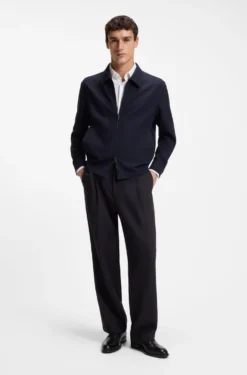 Relaxed-fit trousers in patterned virgin wool