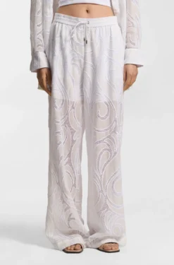 Relaxed-fit trousers with embroidered flowers