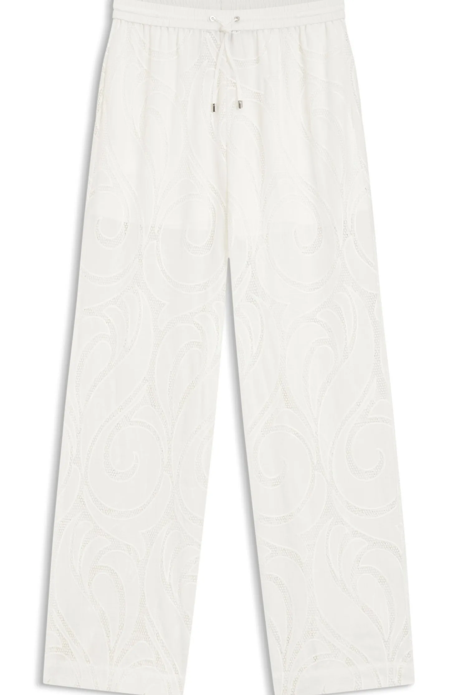 Relaxed-fit trousers with embroidered flowers