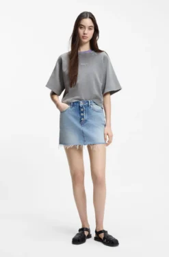 Relaxed-fit T-shirt in cotton terry with embossed logo