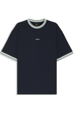 Relaxed-fit T-shirt in cotton with striped trims
