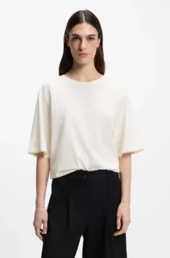 Relaxed-fit T-shirt in cotton with mesh trims