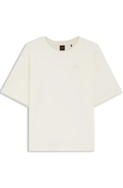 Relaxed-fit T-shirt in cotton with mesh trims