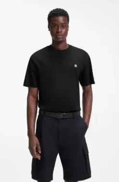 Relaxed-fit T-shirt in interlock cotton with embroidered shoulders