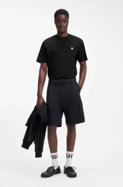 Relaxed-fit T-shirt in interlock cotton with embroidered shoulders