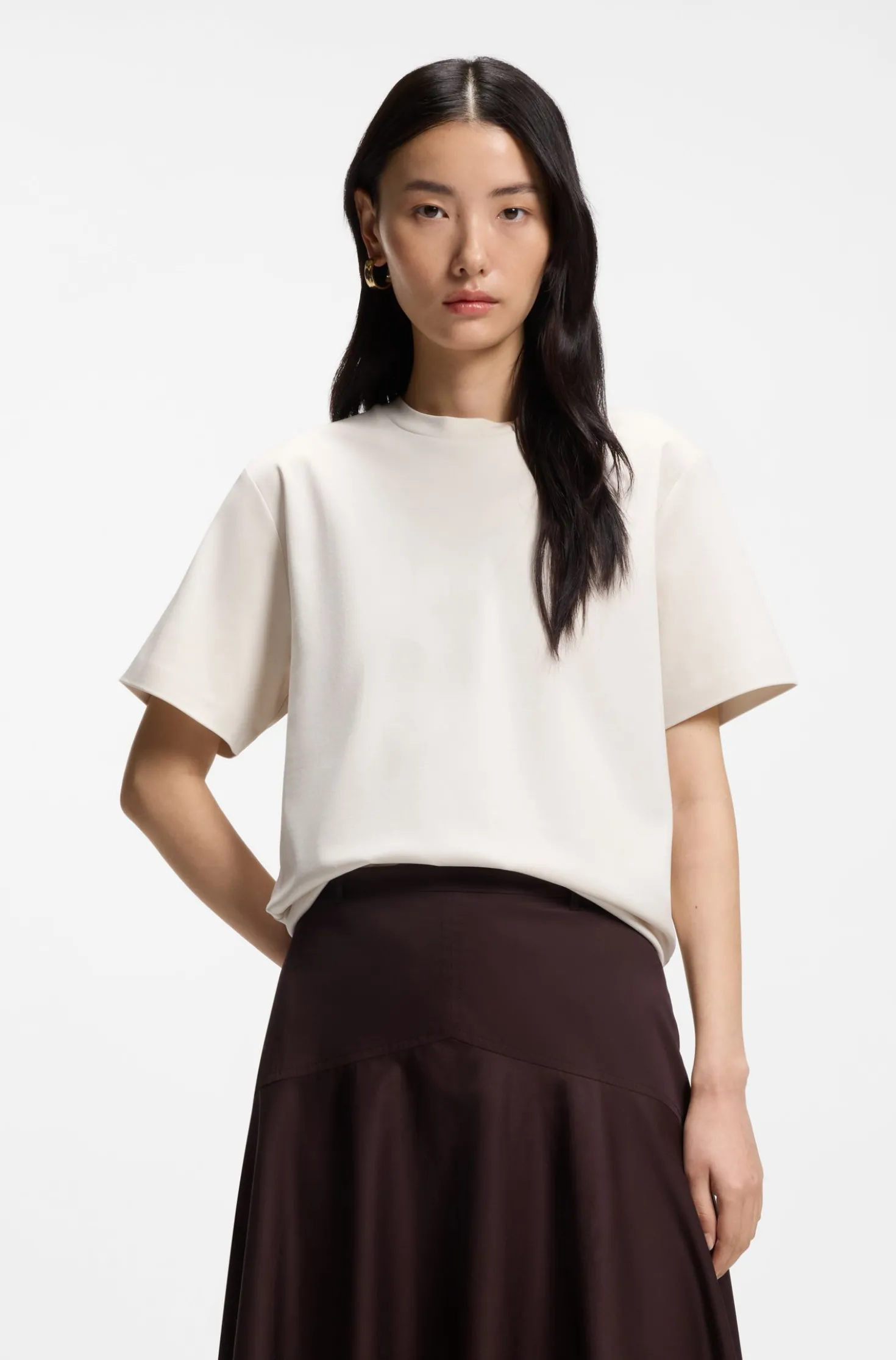 Relaxed-fit T-shirt in mercerised cotton