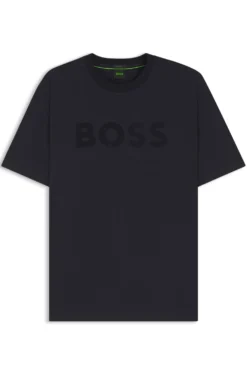 Relaxed-fit T-shirt in stretch cotton with tonal logo
