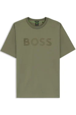 Relaxed-fit T-shirt in stretch cotton with tonal logo