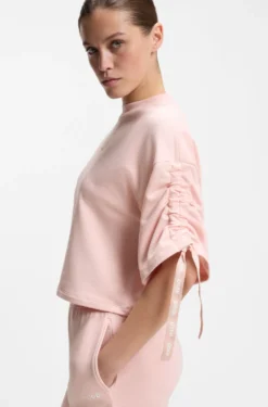 Relaxed-fit T-shirt with gathered sleeves