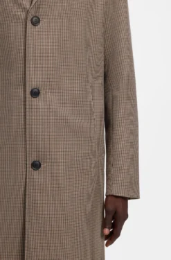Relaxed-fit water-repellent coat in houndstooth virgin wool