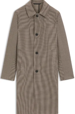 Relaxed-fit water-repellent coat in houndstooth virgin wool