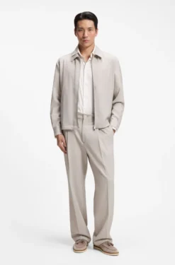Relaxed-fit zip-up jacket in patterned virgin wool