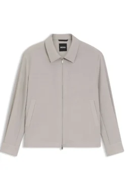 Relaxed-fit zip-up jacket in patterned virgin wool