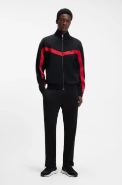Relaxed-fit zip-up sweatshirt with chevron tape