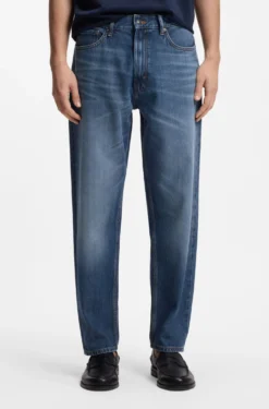 Relaxed-tapered-fit jeans in blue denim