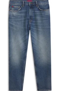 Relaxed-tapered-fit jeans in blue Egyptian-cotton denim