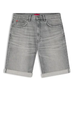 Relaxed-tapered-fit shorts in stonewashed grey denim