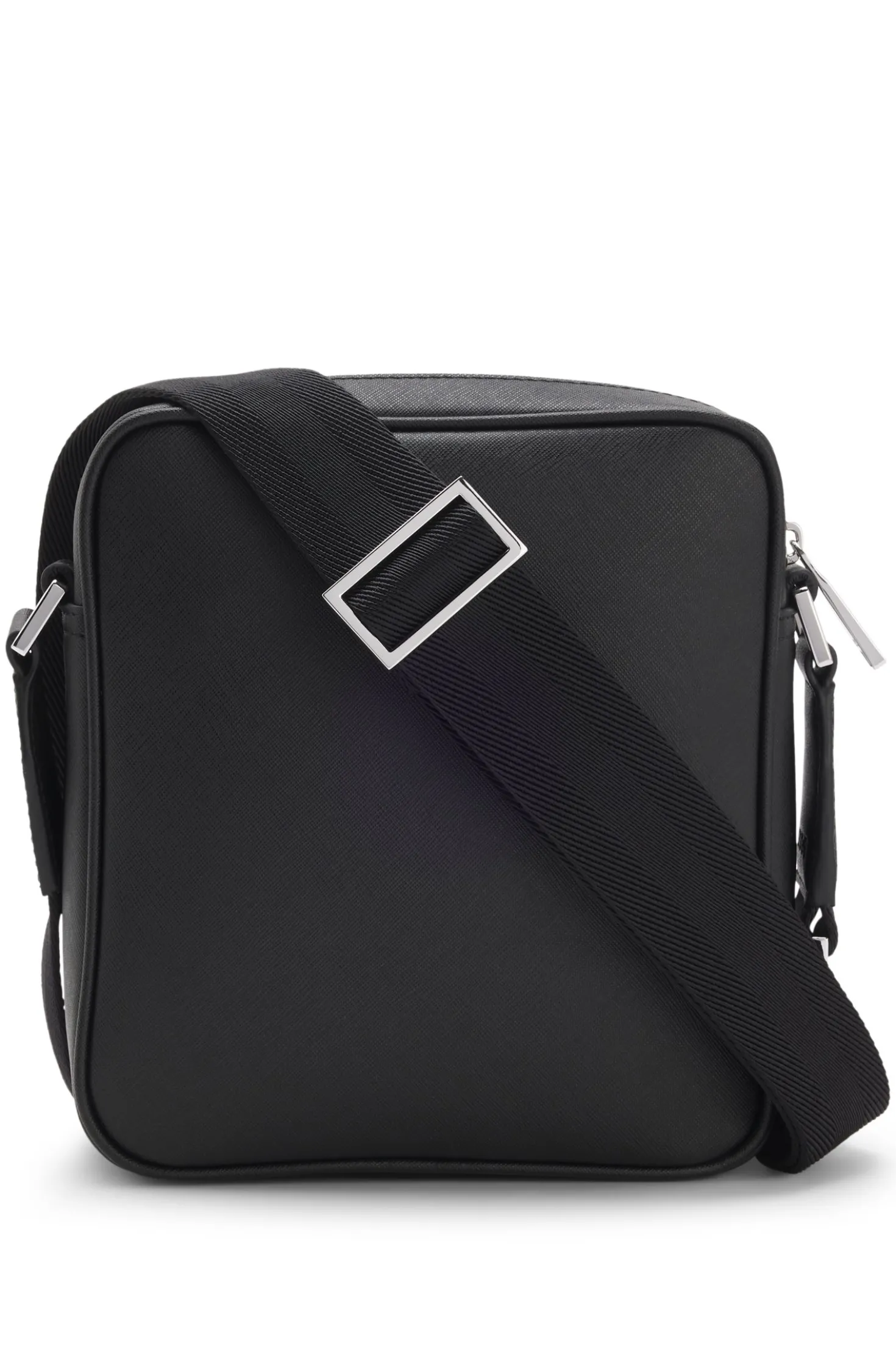 Reporter bag with silver-tone logo lettering