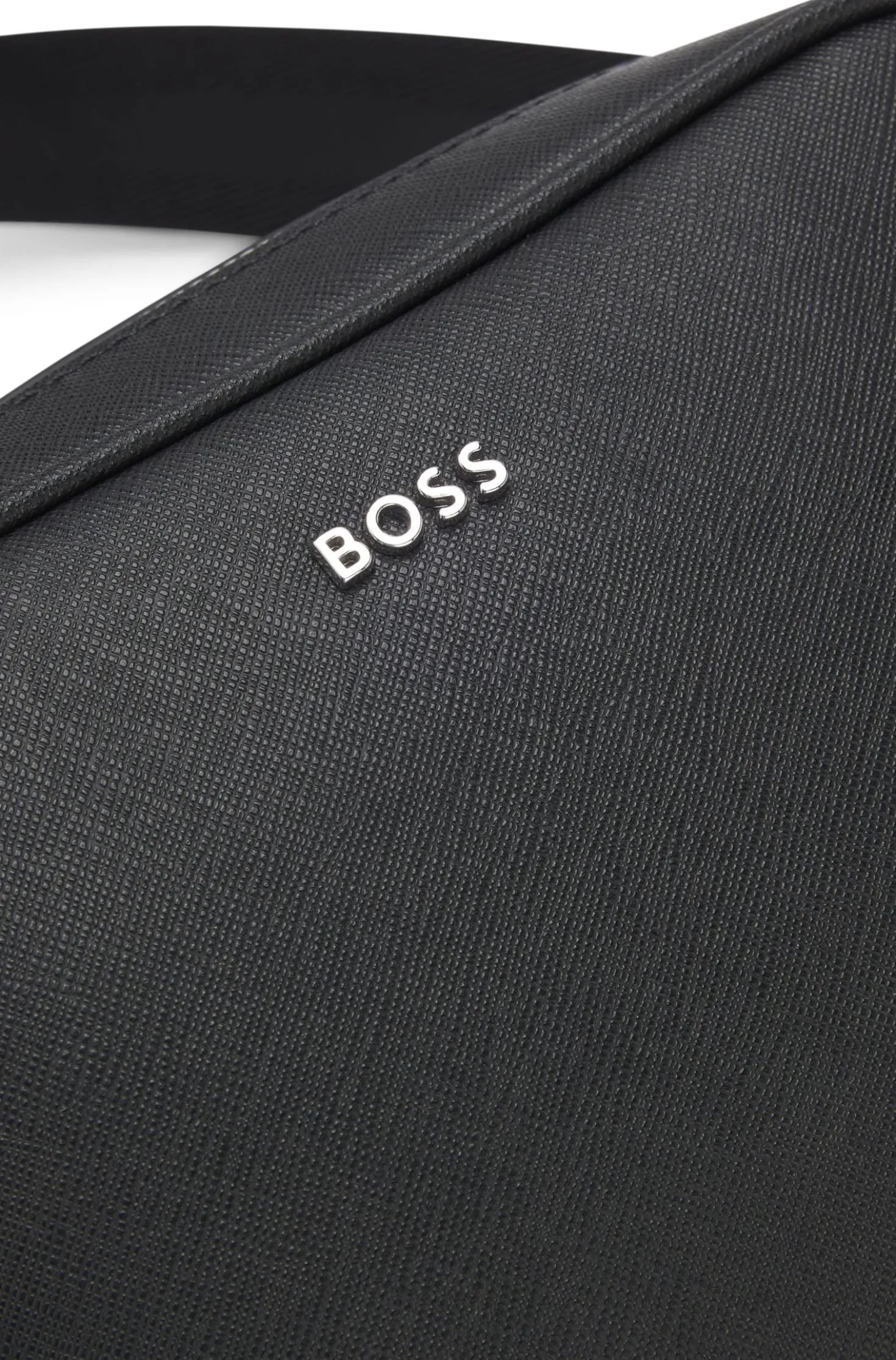 Reporter bag with silver-tone logo lettering