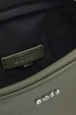 Reporter bag with silver-tone logo lettering