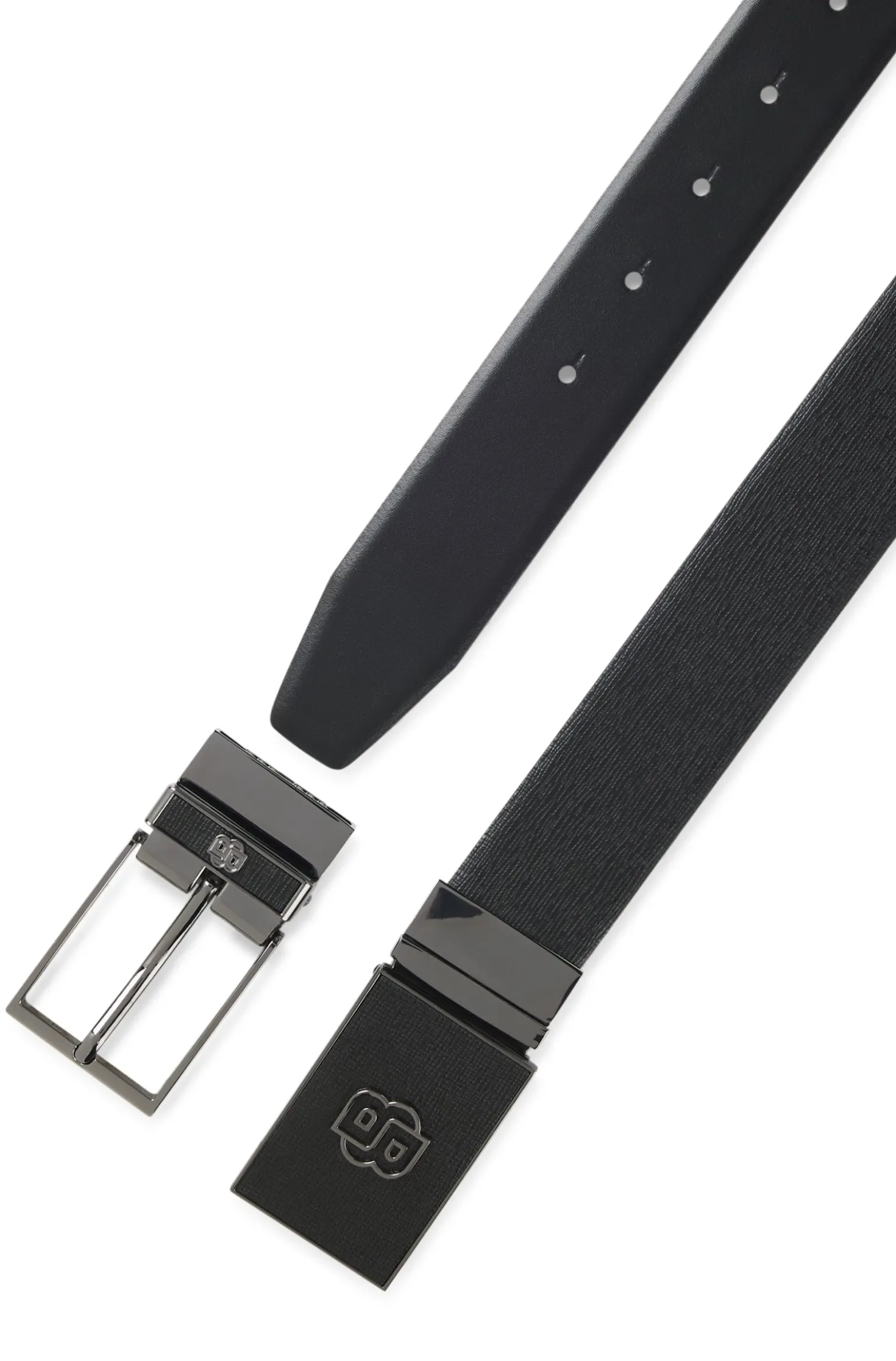 Reversible belt in Italian leather with interchangeable buckles