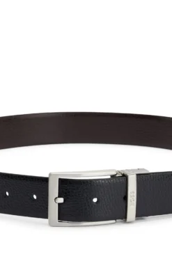 Reversible Italian leather belt with a pin buckle