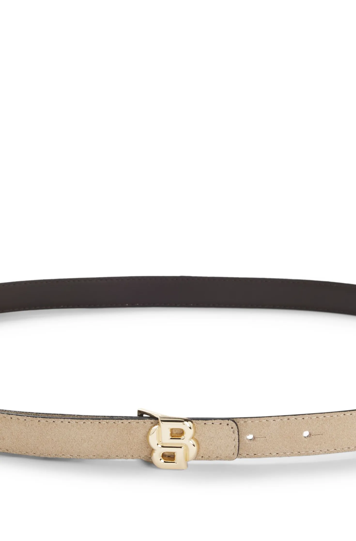 Reversible Italian-leather belt with light gold hardware