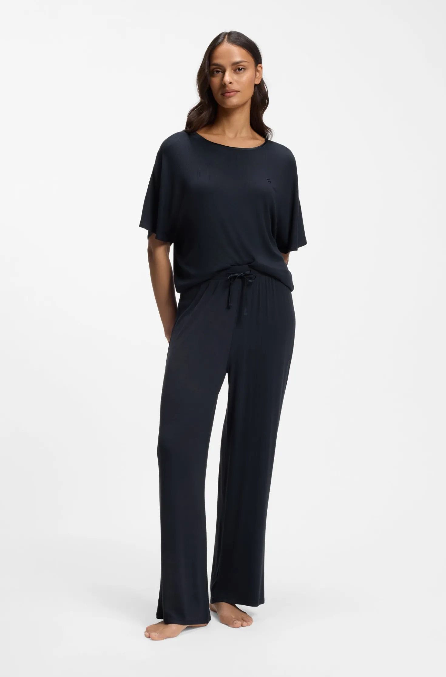 Ribbed-jersey pyjama top with Double B monogram