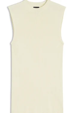Ribbed-knit top with mock neckline
