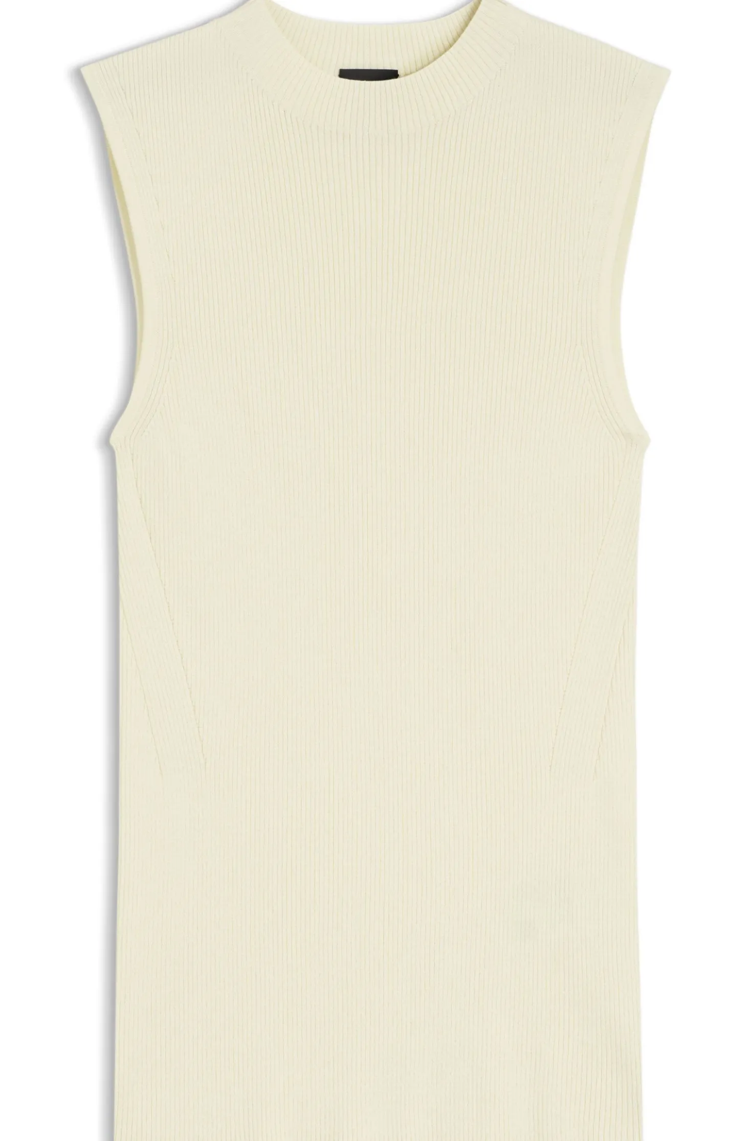 Ribbed-knit top with mock neckline