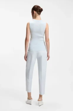 Ribbed-knit top with mock neckline