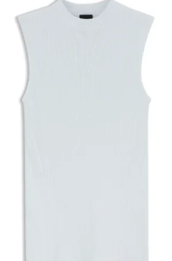 Ribbed-knit top with mock neckline