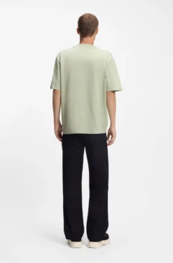 Ribbed-neck cotton T-shirt with logo badge