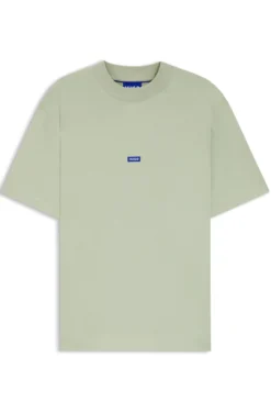 Ribbed-neck cotton T-shirt with logo badge