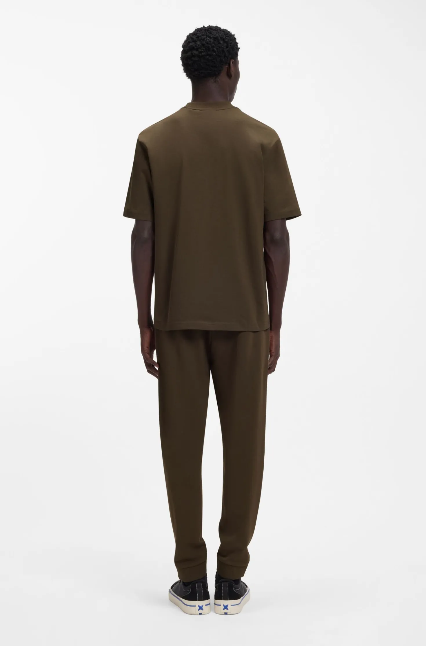 Ribbed-neck cotton T-shirt with logo badge