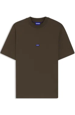 Ribbed-neck cotton T-shirt with logo badge