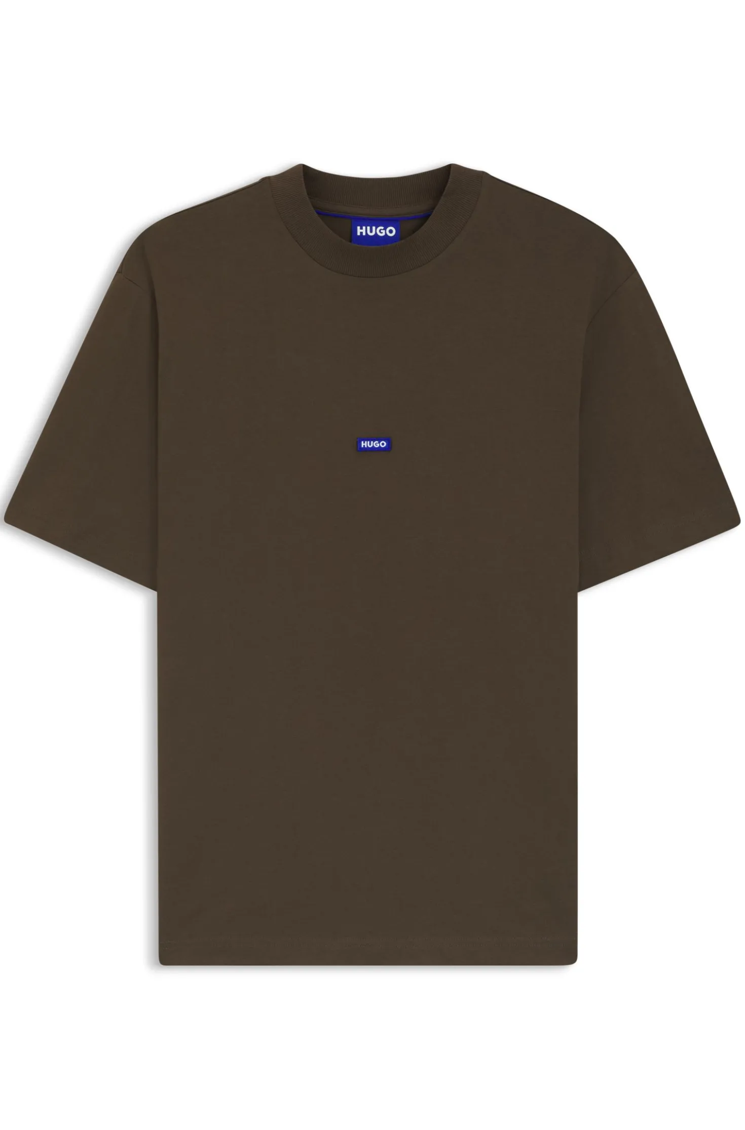 Ribbed-neck cotton T-shirt with logo badge