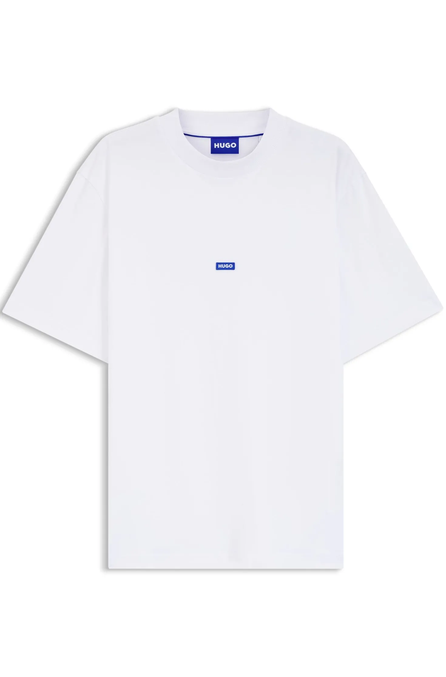 Ribbed-neck cotton T-shirt with logo badge