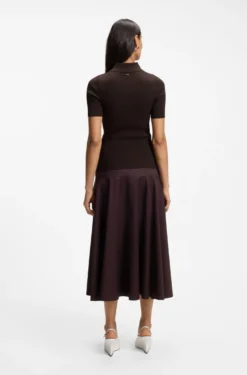Rib-knit polo in breathable fabric