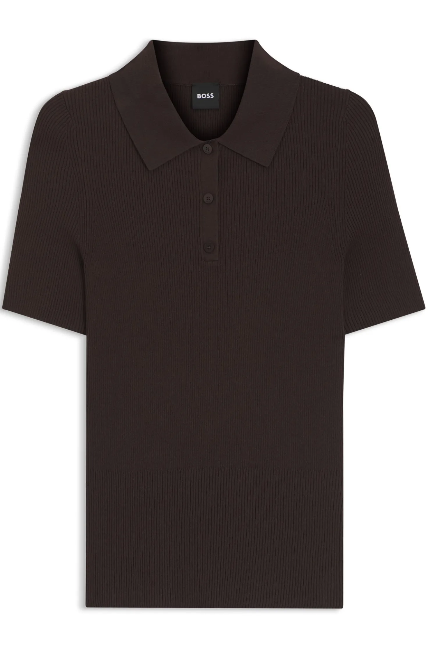 Rib-knit polo in breathable fabric