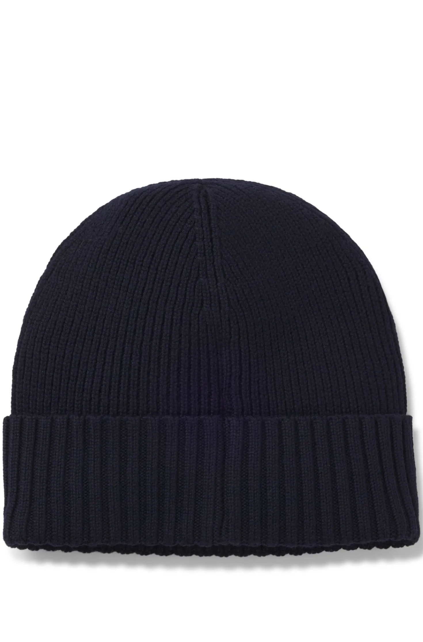 Rib-knit virgin-wool beanie with logo plaque