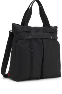 Ripstop tote bag with logo lettering
