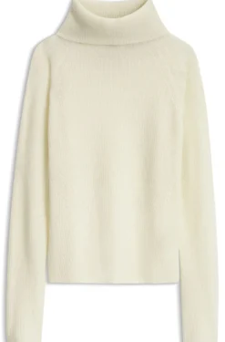 Rollneck sweater with open-knit structure