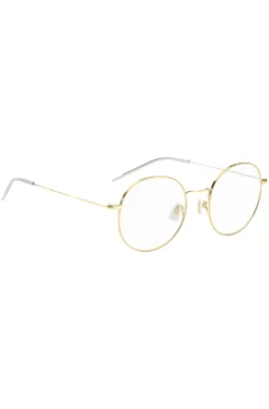 Round gold-tone optical frames with lasered logo
