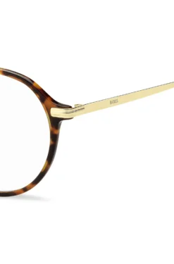 Round Havana-acetate optical frames with gold-tone temples