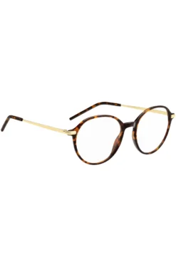Round Havana-acetate optical frames with gold-tone temples